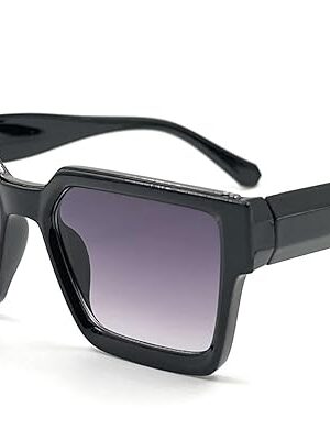 COSYCHIC Square Oversized Sunglasses, Matte Black Frame with Grey and purple Lenses, Fashion Eyewear for Men