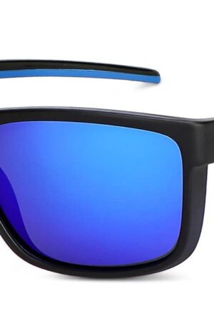 VINCENT CHASE EYEWEAR By Lenskart | Blue Black Full Rim Rectangle Stylish Sunglasses | Polarized and UV Protected | For Men and Women | Large | VC S14122-Pack of 1