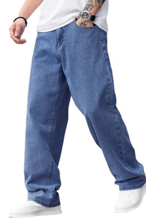 KOTTY Men's High-Rise Relaxed-Fit Jeans - Cotton Blend Comfortable Denim, Timeless Appeal