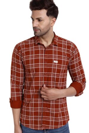 Majestic Man Slim Fit Cotton Casual Check Shirt for Men
