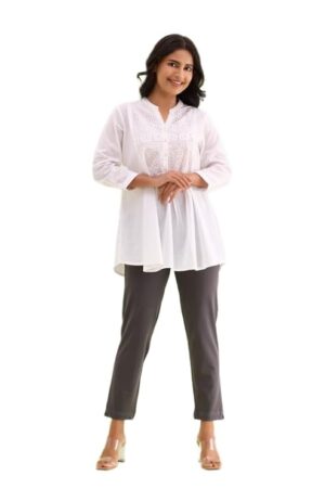 GO COLORS Women's High Rise Regular Fit Cotton Pant