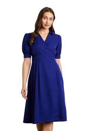 Symbol Premium Women's 'Desk-to-Dinner' Fit & Flare Wrap Dress (Midi Length | Stylish)