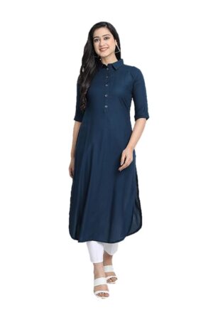 Kurti for Women Collar Pathani Style Long Rayon Kurtas for Women Ready to Wear