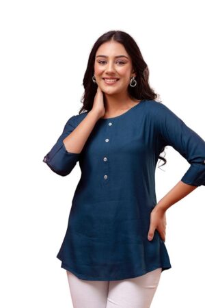 feranoid Solid Hip Length 3/4 Sleeves Tunic