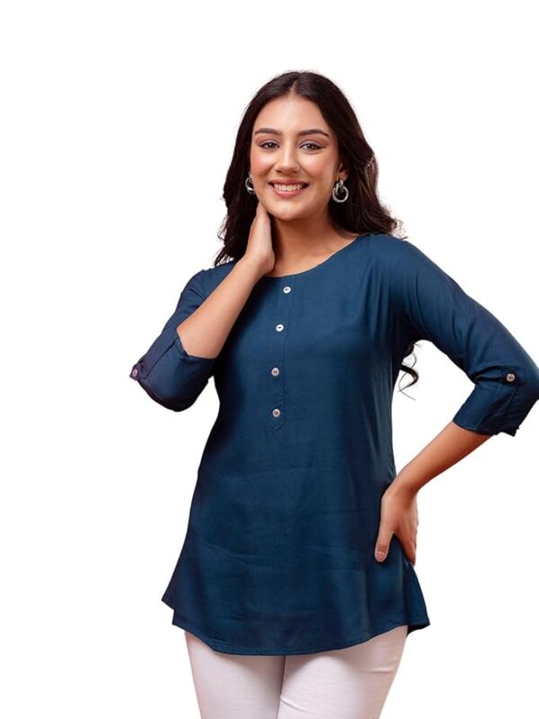 feranoid Solid Hip Length 3/4 Sleeves Tunic