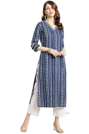rytras Women's Cotton Printed Straight Kurta
