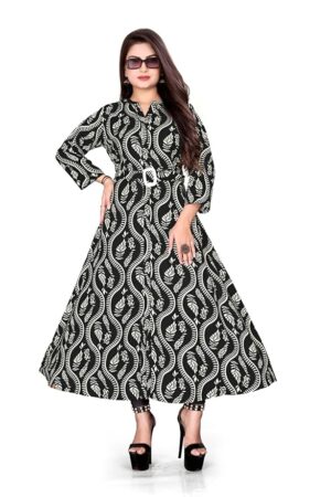 NG FEBRICSS Rayon Short Western Dresses for Woman Girls, Fit and Flare Design for a Flattering Look-Round Neck-NG-681