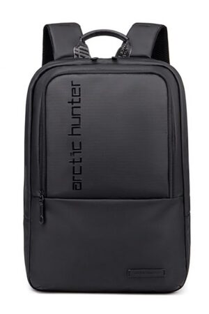 Arctic Hunter Slim Laptop Backpack for Men Women Lightweight 18L Expandable Backpack Shockproof 15.6" Laptop Pocket Water-resistant Daypack Computer Bag for Casual Office Daily College, Black