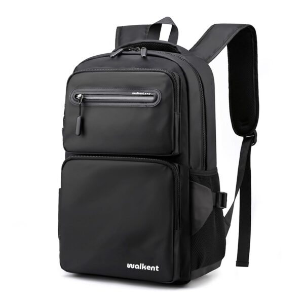 WALKENT Waterproof 15.6" Laptop Bag 24L, Night Reflective Zipper, Multiple Front & Side Pockets, Backpack for Office College School Men Women - Glam Black