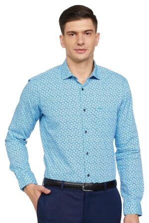 Park Avenue Men's Pure Cotton Print Pattern Slim Fit Cut Away Collar Full Sleeve Casual Shirt