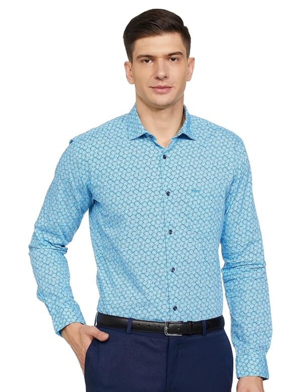 Park Avenue Men's Pure Cotton Print Pattern Slim Fit Cut Away Collar Full Sleeve Casual Shirt