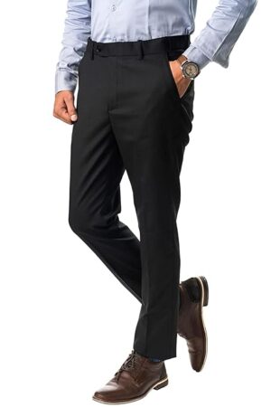 Jack and Jini Formal Pant with Expandable Waist for Men. Regular Fit, Flat Front, Premium Lycra Fabric for Office, Party and Casual Wear